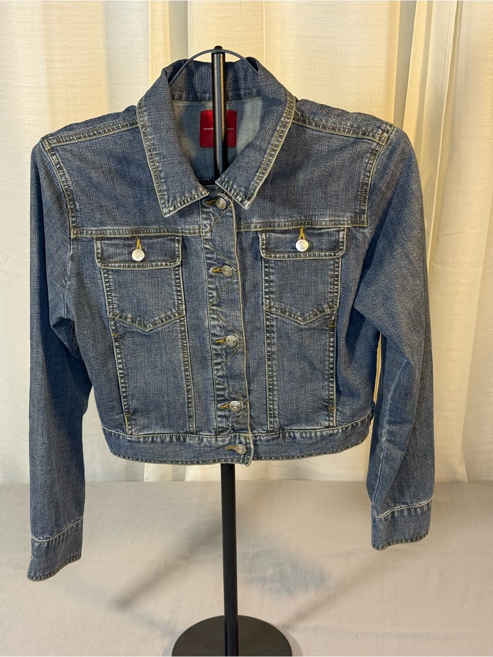 Cropped Womens Denim Jacket in Vintage Blue